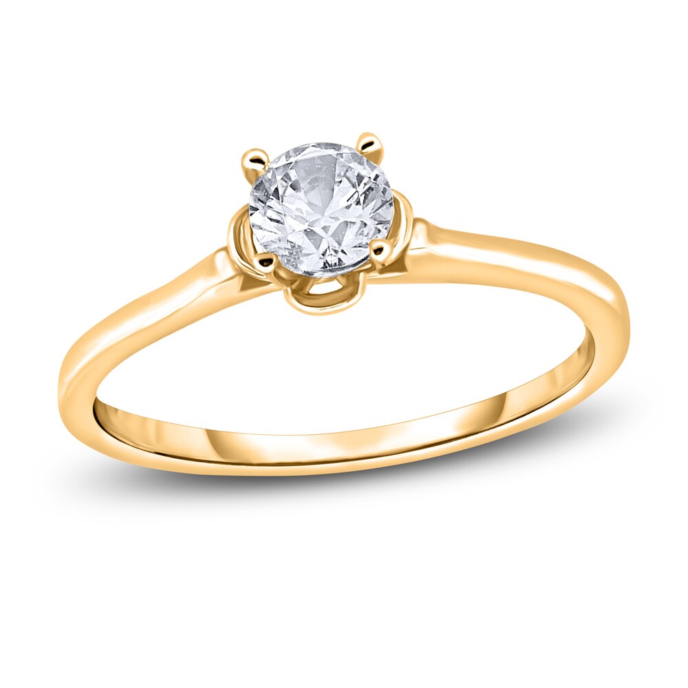 Diamond Solitaire Floral Engagement Ring 2 ct tw Round 14K Yellow Gold (I2/I) LfUpWV23 [LfUpWV23]