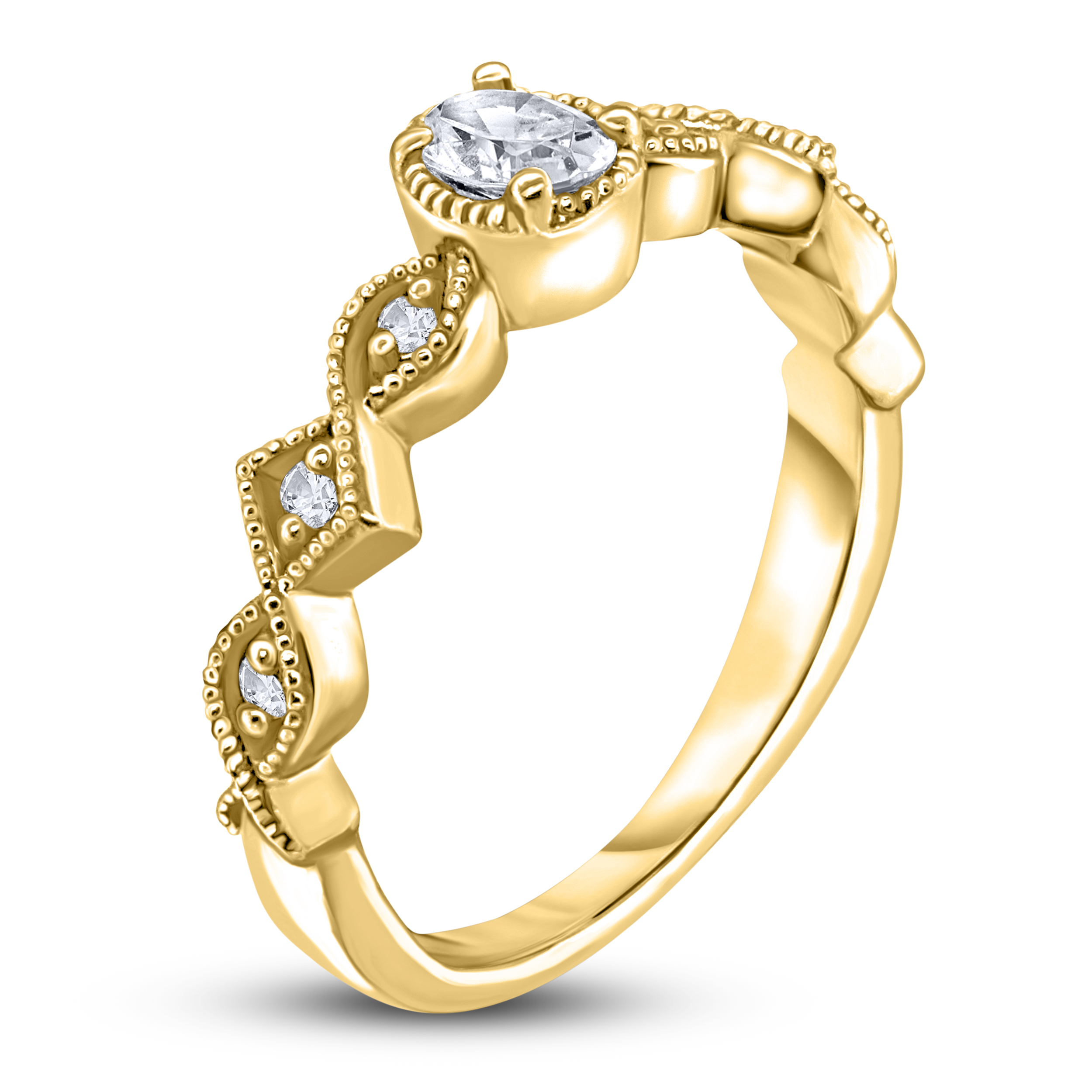 Diamond Engagement Ring 1/3 ct tw Oval/Round 14K Yellow Gold LzylEZyQ