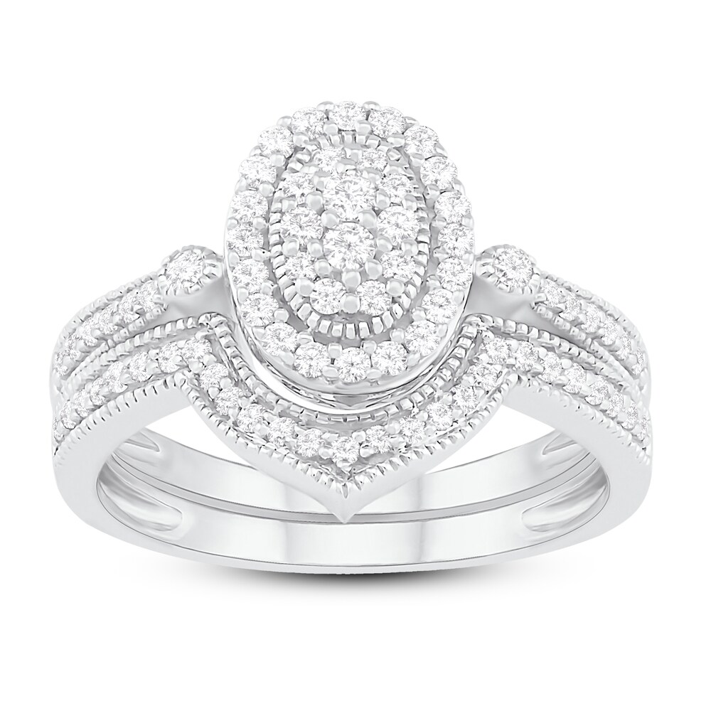 Diamond Bridal Set 1/2 ct tw Round 14K White Gold M3p97eIe