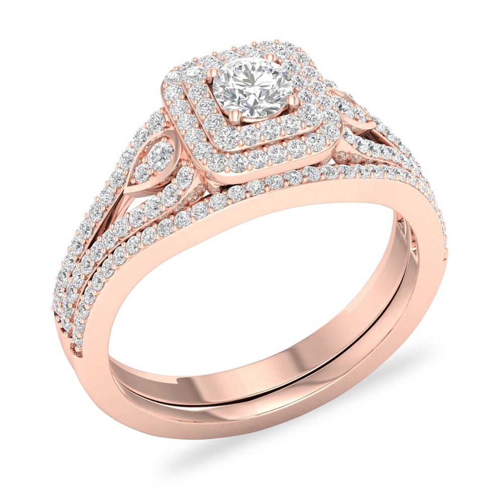 Diamond Bridal Set 5/8 ct tw Round 14K Rose Gold M6kkHo3k