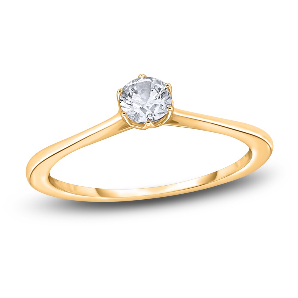 Diamond Cathedral Solitaire Engagement Ring 1/4 ct tw Round 14K Yellow Gold (I2/I) M9YNPF2j