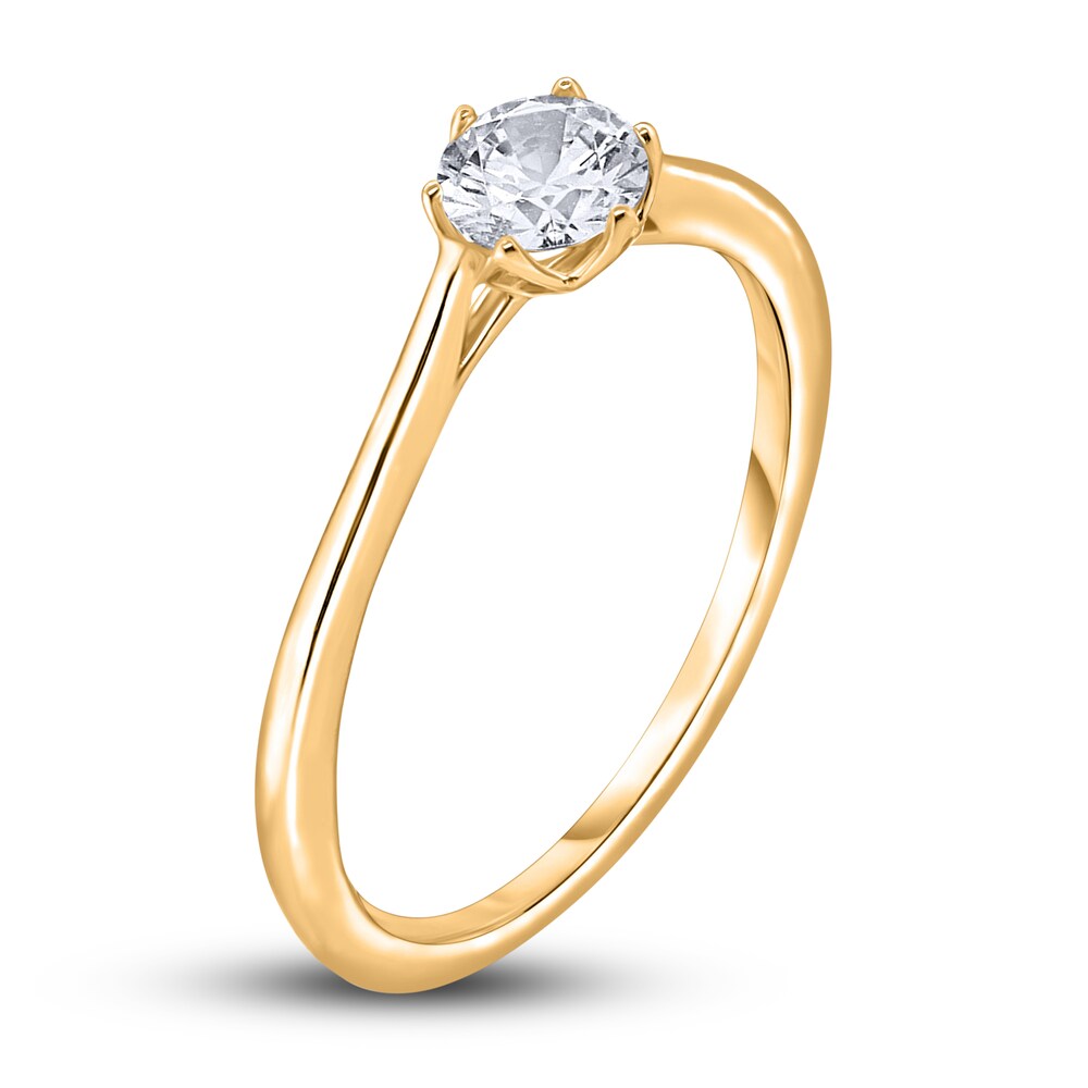 Diamond Cathedral Solitaire Engagement Ring 1/4 ct tw Round 14K Yellow Gold (I2/I) M9YNPF2j