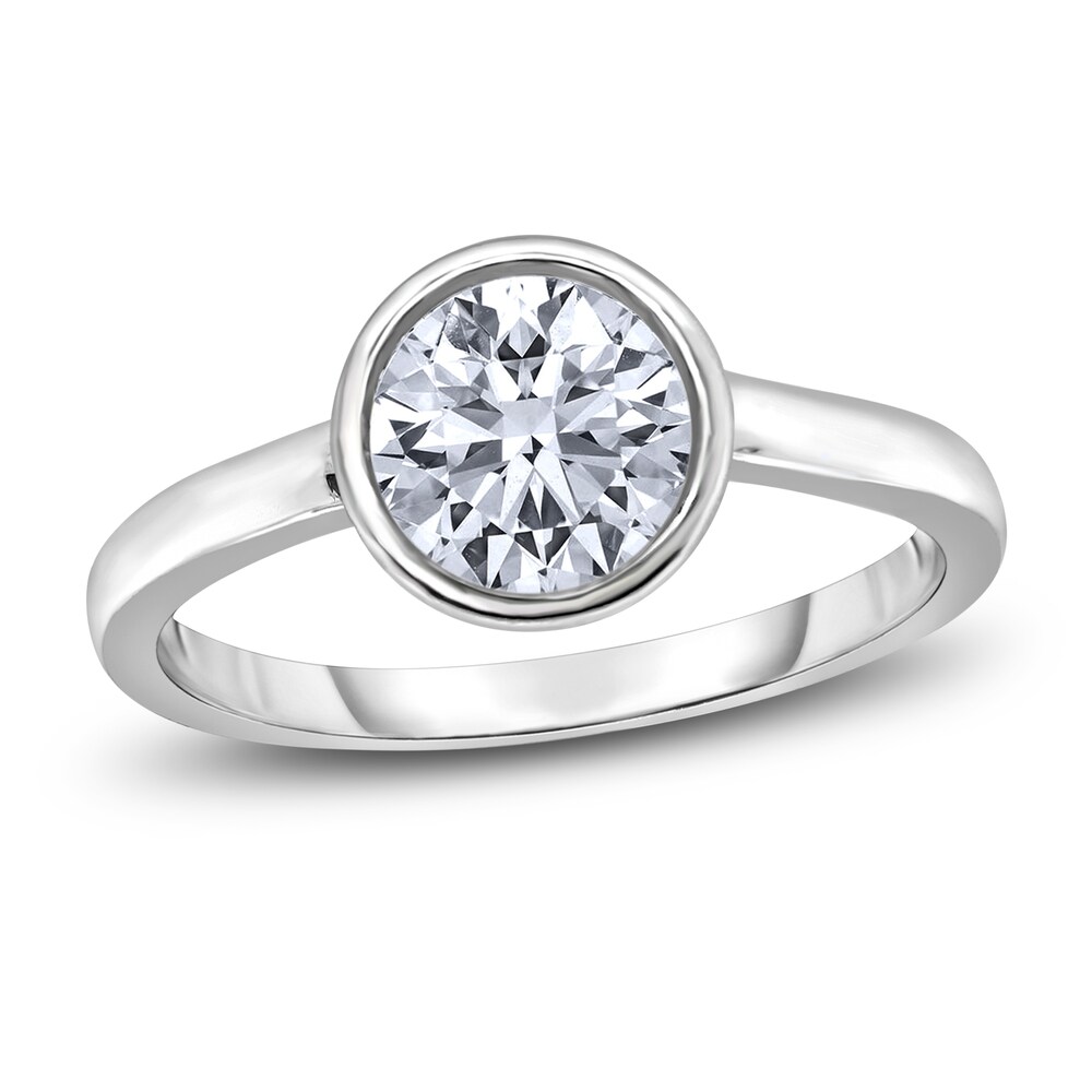 Diamond Solitaire Engagement Ring 2 ct tw Bezel-Set Round 14K White Gold (I2/I) MId6Tj0E [MId6Tj0E]