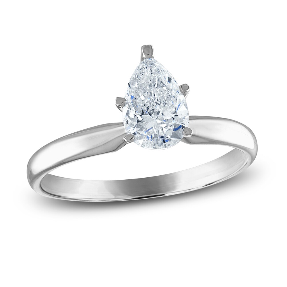 Diamond Solitaire Ring 1 ct tw Pear-shaped 14K White Gold (I2/I) MN3KaMZL [MN3KaMZL]