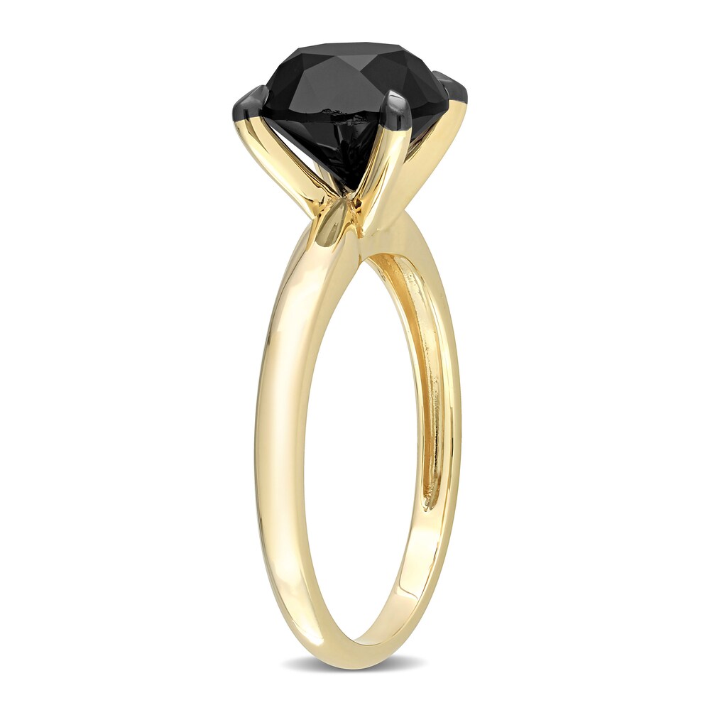 Black Diamond Solitaire Engagement Ring 3 ct tw Round-cut 14K Yellow Gold MNbiVS3U