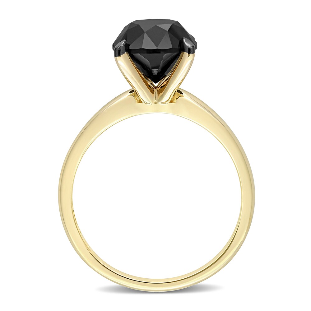 Black Diamond Solitaire Engagement Ring 3 ct tw Round-cut 14K Yellow Gold MNbiVS3U