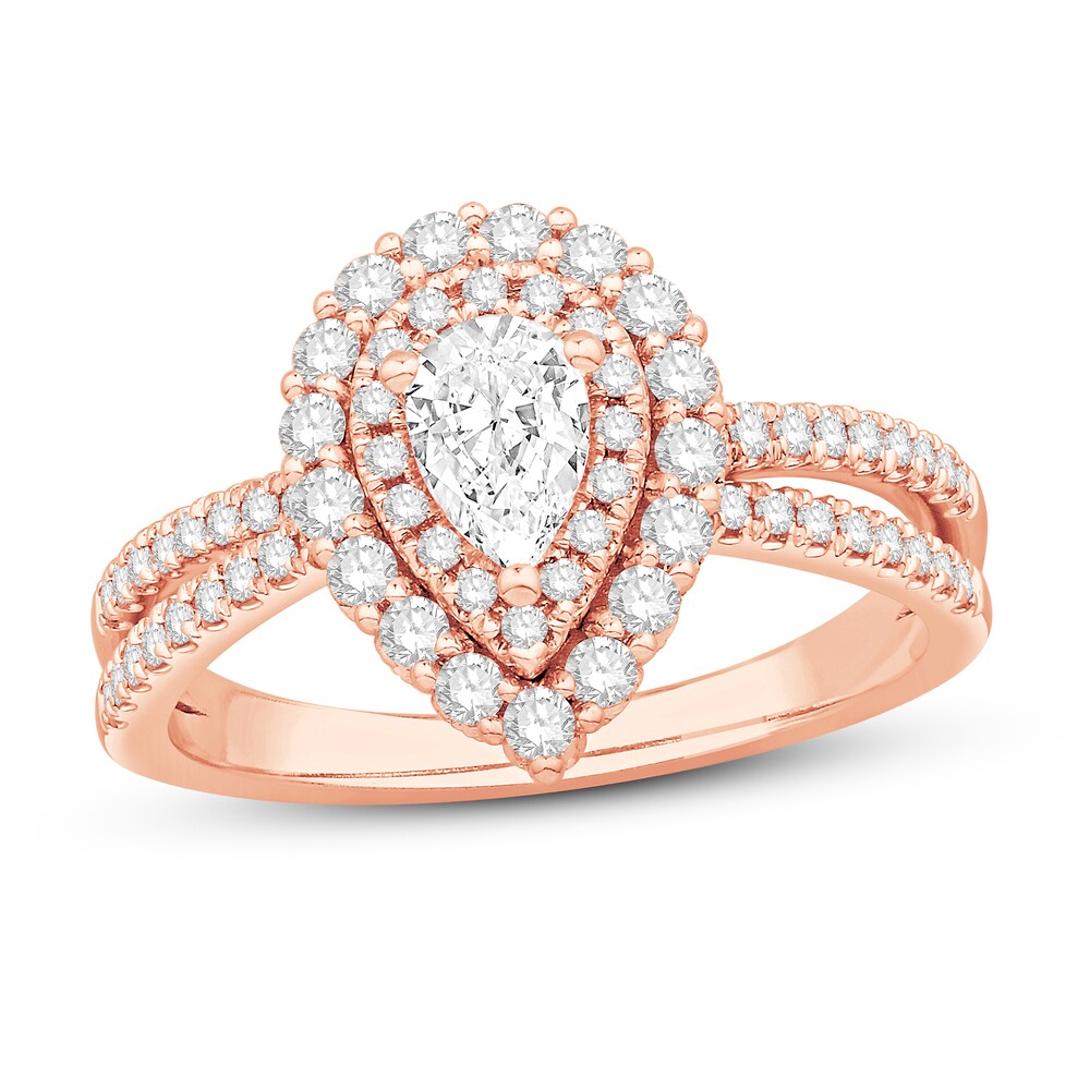 Diamond Engagement Ring 1 ct tw Round/Pear-shaped 14K Rose Gold MNegNMrf [MNegNMrf]