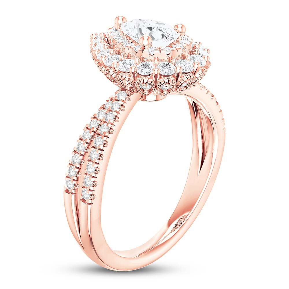 Diamond Engagement Ring 1 ct tw Round/Pear-shaped 14K Rose Gold MNegNMrf