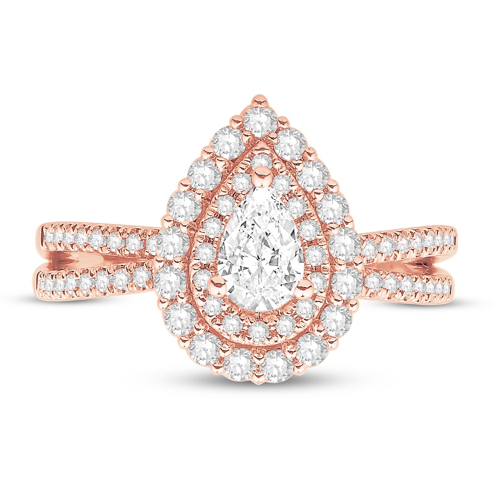 Diamond Engagement Ring 1 ct tw Round/Pear-shaped 14K Rose Gold MNegNMrf