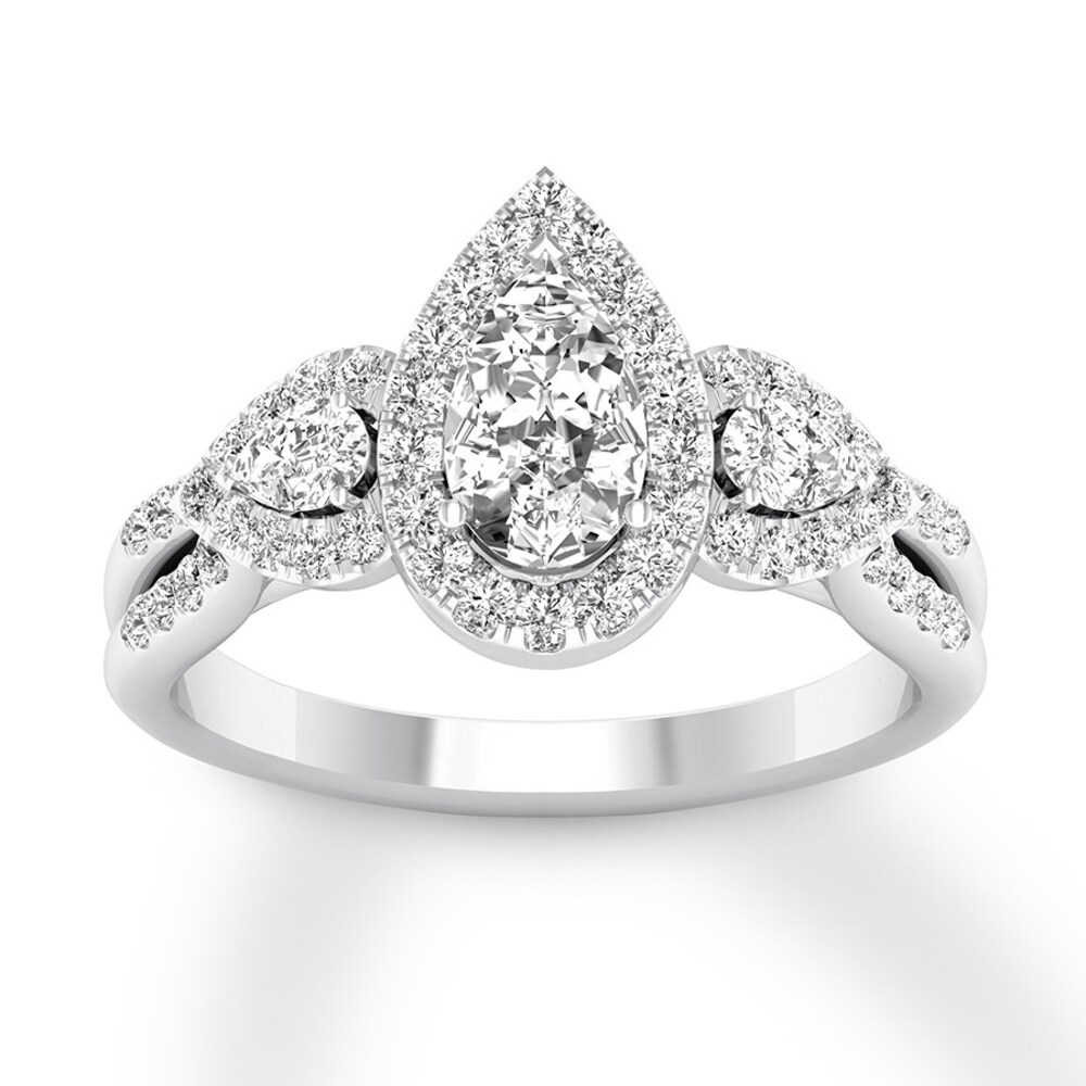 Diamond Engagement Ring 7/8 ct tw Pear-shaped/Round 14K White Gold MaiPFNFY