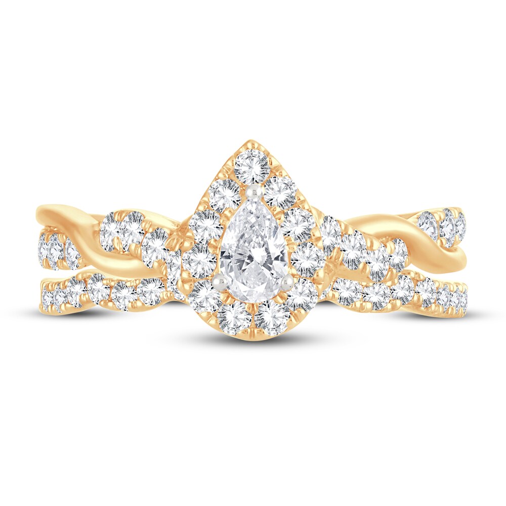 Diamond Bridal Set 1 ct tw Pear-shaped/Round-cut 14K Yellow Gold Mti1yqOG