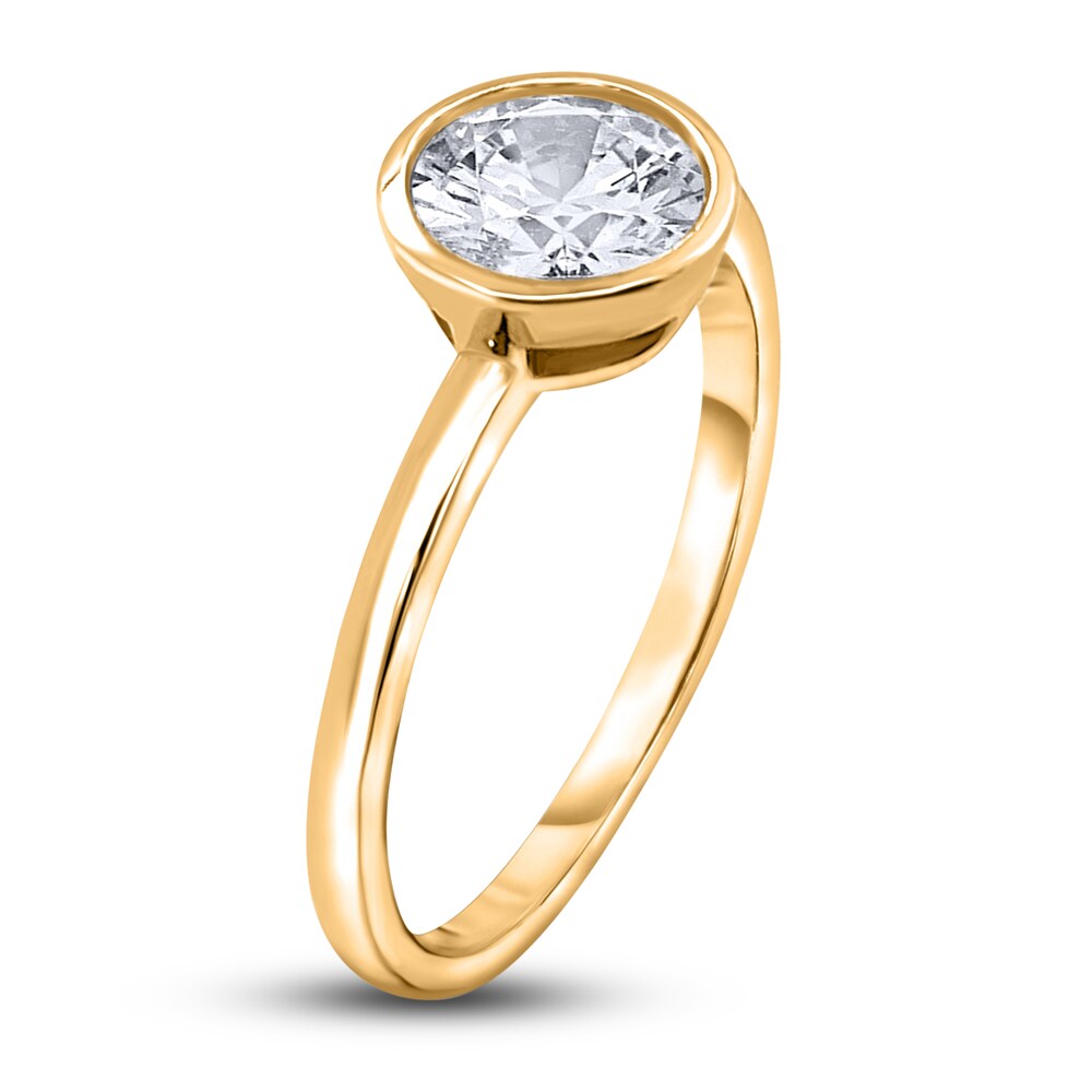 Diamond Solitaire Engagement Ring 3/4 ct tw Bezel-Set Round 14K Yellow Gold (I2/I) MuM797fd