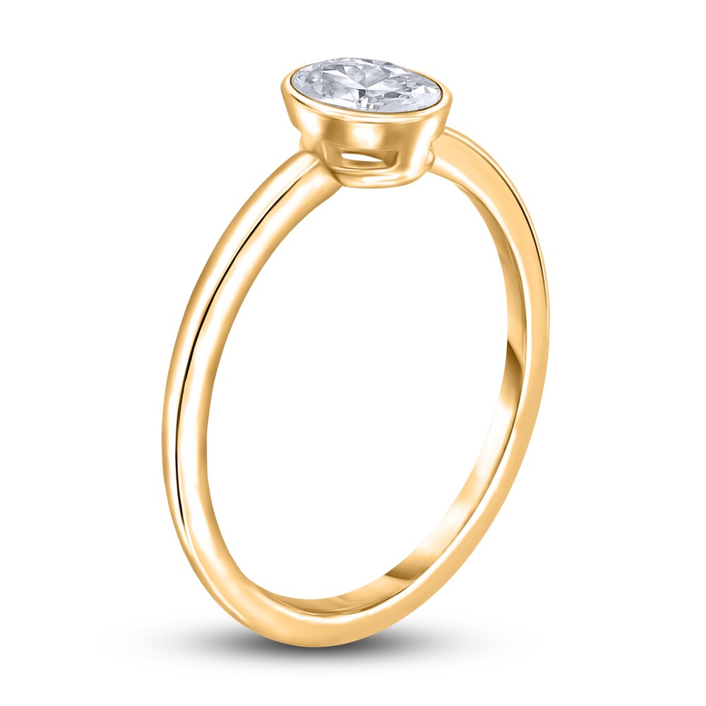 Diamond Solitaire Engagement Ring 1/2 ct tw Bezel-Set Oval 14K Yellow Gold (I2/I) MxCsELaJ