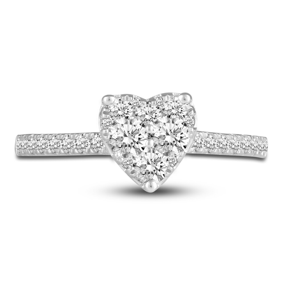 Diamond Heart Engagement Ring 3/4 ct tw Round 14K White Gold MxlXJuXg