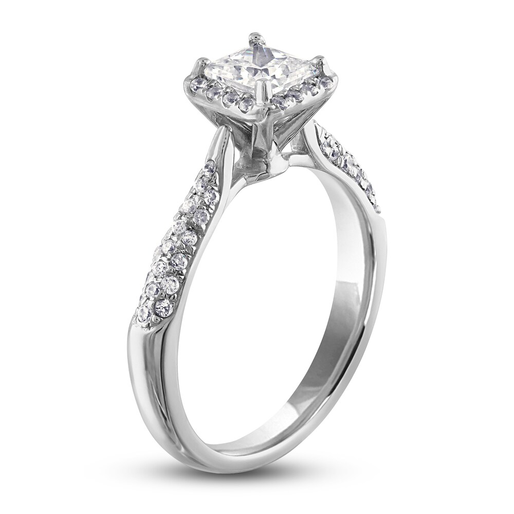 Diamond Halo Engagement Ring 1-1/6 ct tw Princess/Round 14K White Gold MzhZU9KF