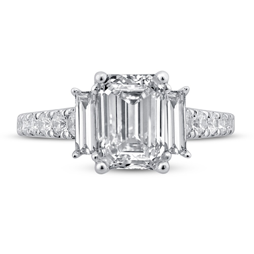 Pnina Tornai Deco Love Diamond Engagement Ring 2-7/8 ct tw Emerald/ Baguette/Round 14K White Gold N3g4vK4j