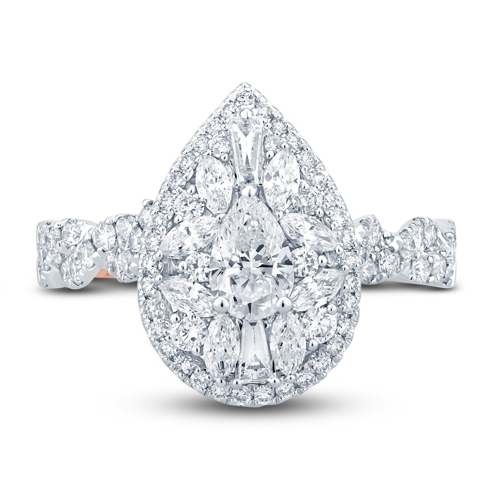 Pnina Tornai Diamond Engagement Ring 1-1/2 ct tw Pear/Marquise /Baguette/Round 14K White Gold N4uDX97R