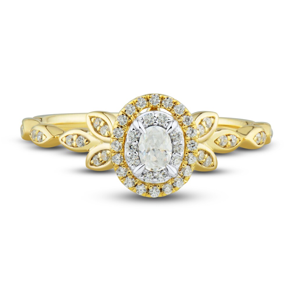 Diamond Engagement Ring 1/3 ct tw Oval/Round 14K Two-Tone Gold NKB8eyQA