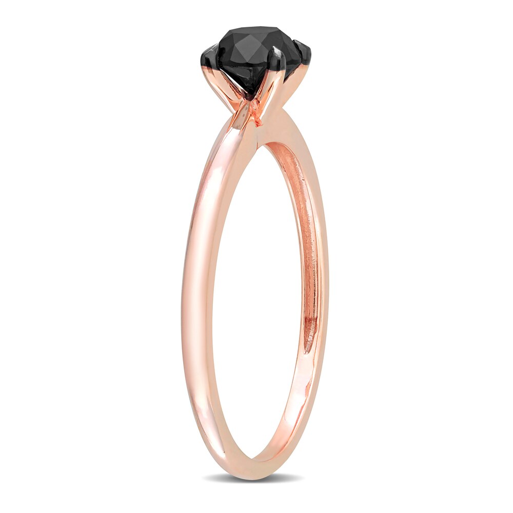 Black Diamond Solitaire Engagement Ring 3/4 ct tw Round-cut 14K Rose Gold NSvIizZV