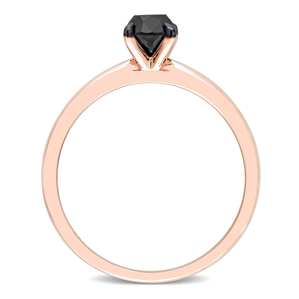 Black Diamond Solitaire Engagement Ring 3/4 ct tw Round-cut 14K Rose Gold NSvIizZV