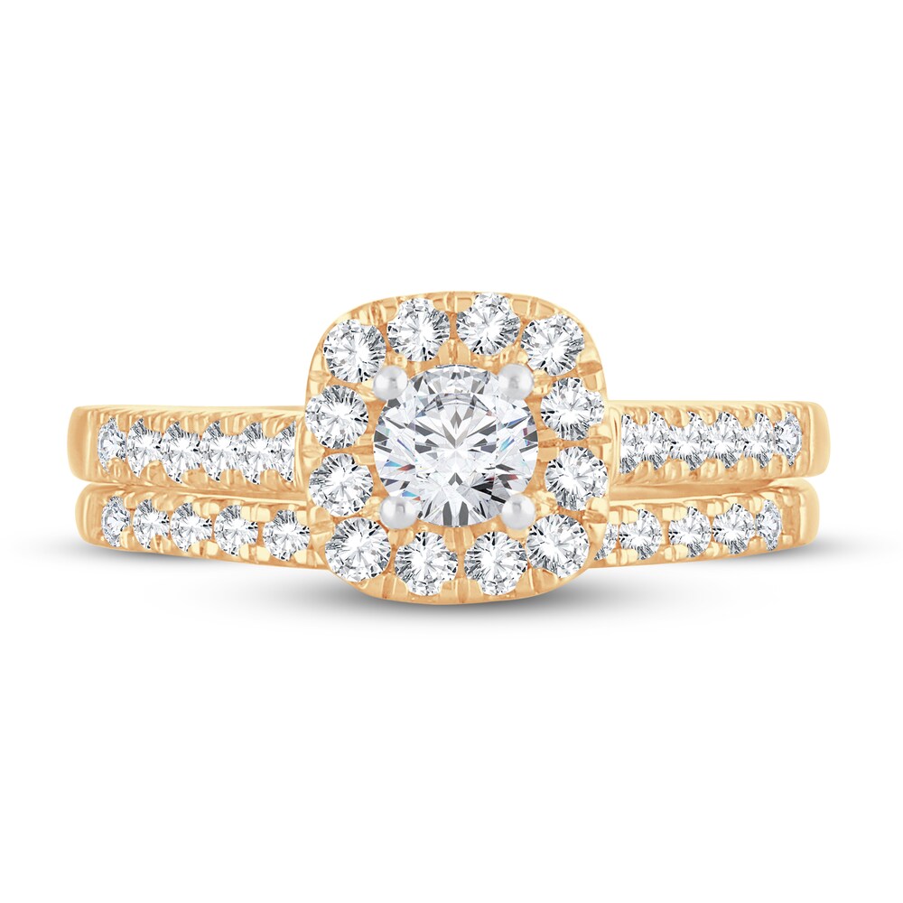 Diamond Bridal Set 1 ct tw Round 14K Yellow Gold NkswHkRv