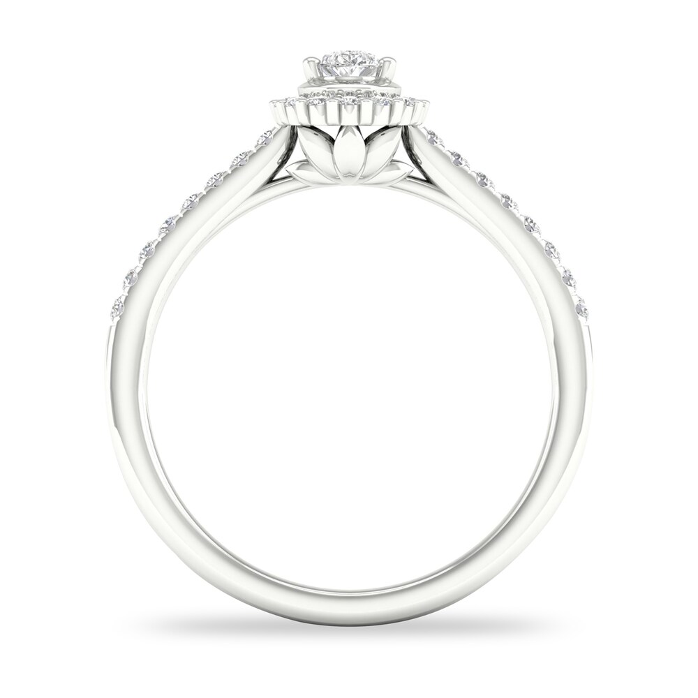 Diamond Ring 1/3 ct tw Pear-shaped/Round-cut 14K White Gold NnUFsejH