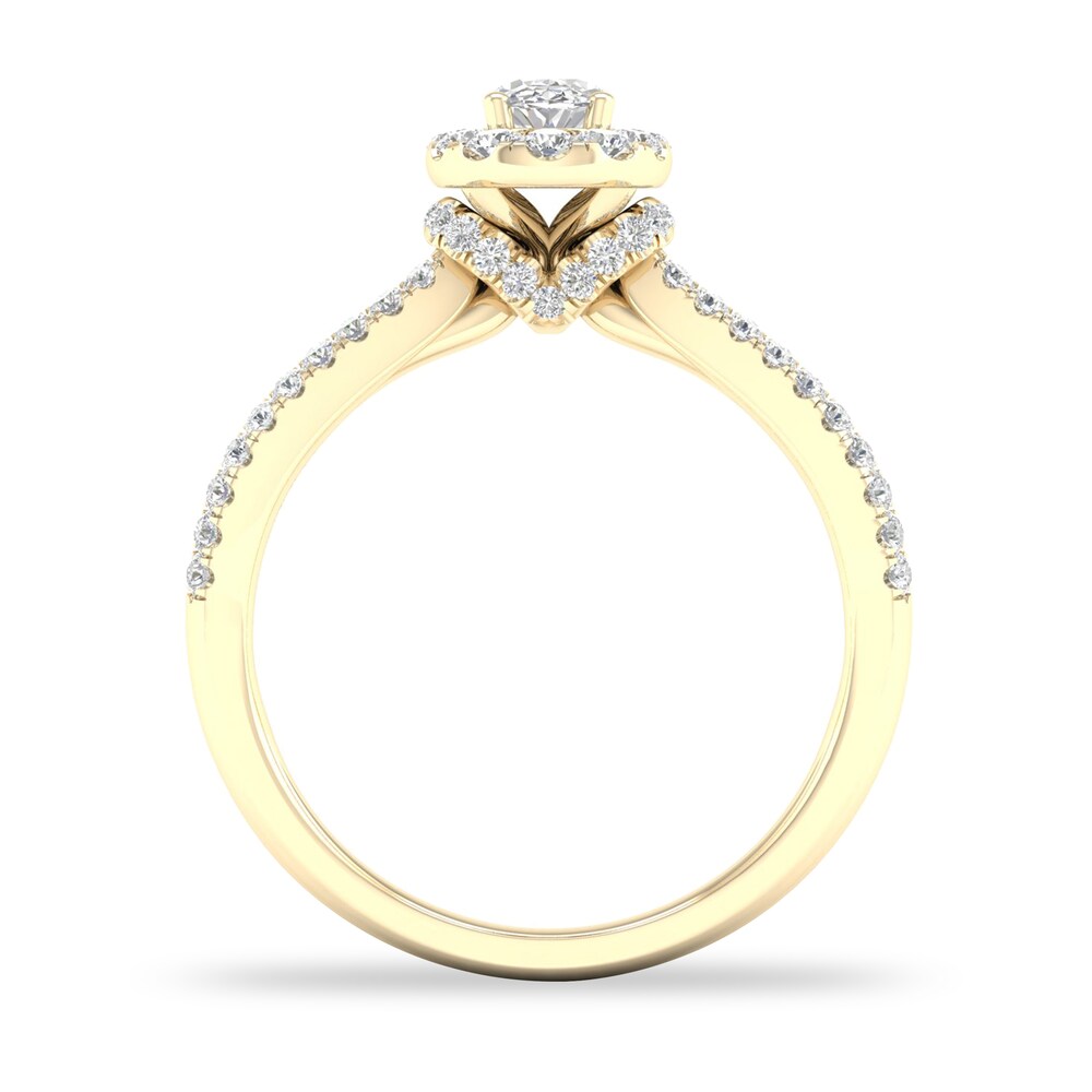 Diamond Ring 3/4 ct tw Oval/Round-cut 14K Yellow Gold OB9pSXnc