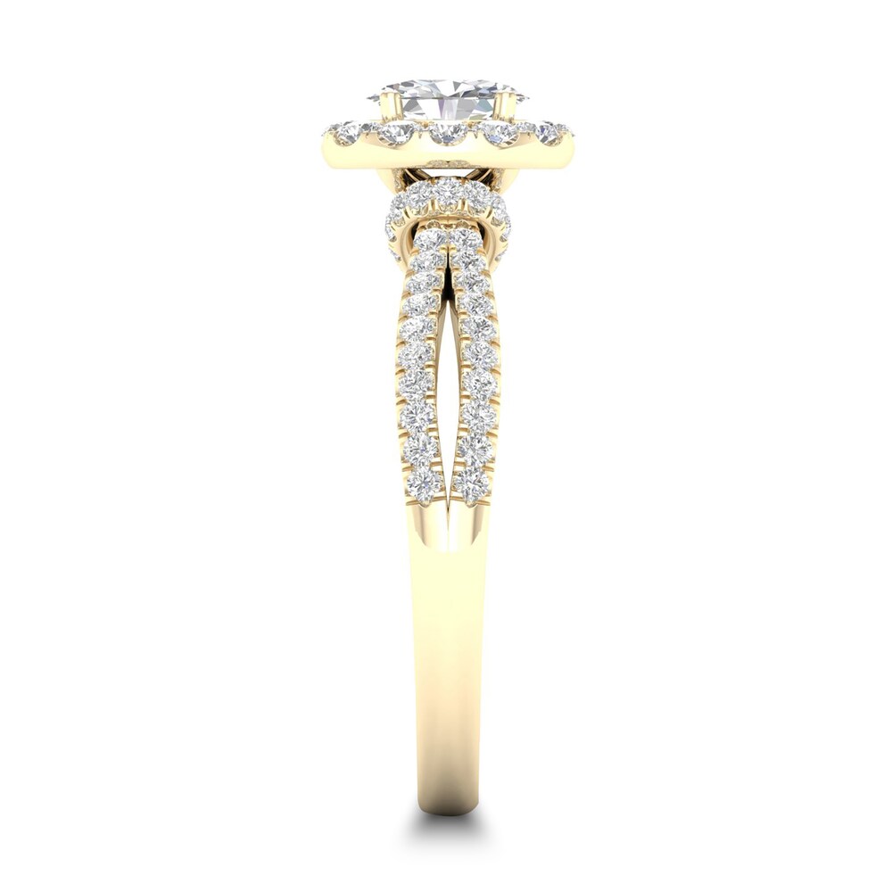 Diamond Ring 3/4 ct tw Oval/Round-cut 14K Yellow Gold OB9pSXnc