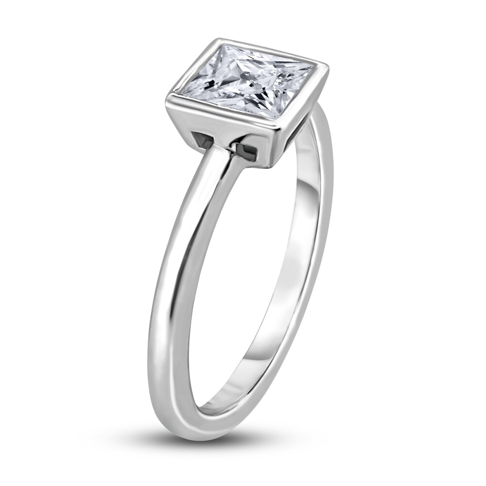 Diamond Solitaire Engagement Ring 1-1/2 ct tw Bezel-Set Princess 14K White Gold (I2/I) OBXspmjK