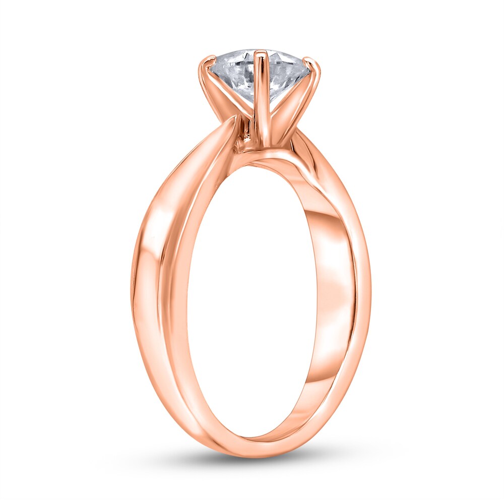 Diamond Solitaire Concave Engagement Ring 3/4 ct tw Round 14K Rose Gold (I2/I) OJ5FvG2X