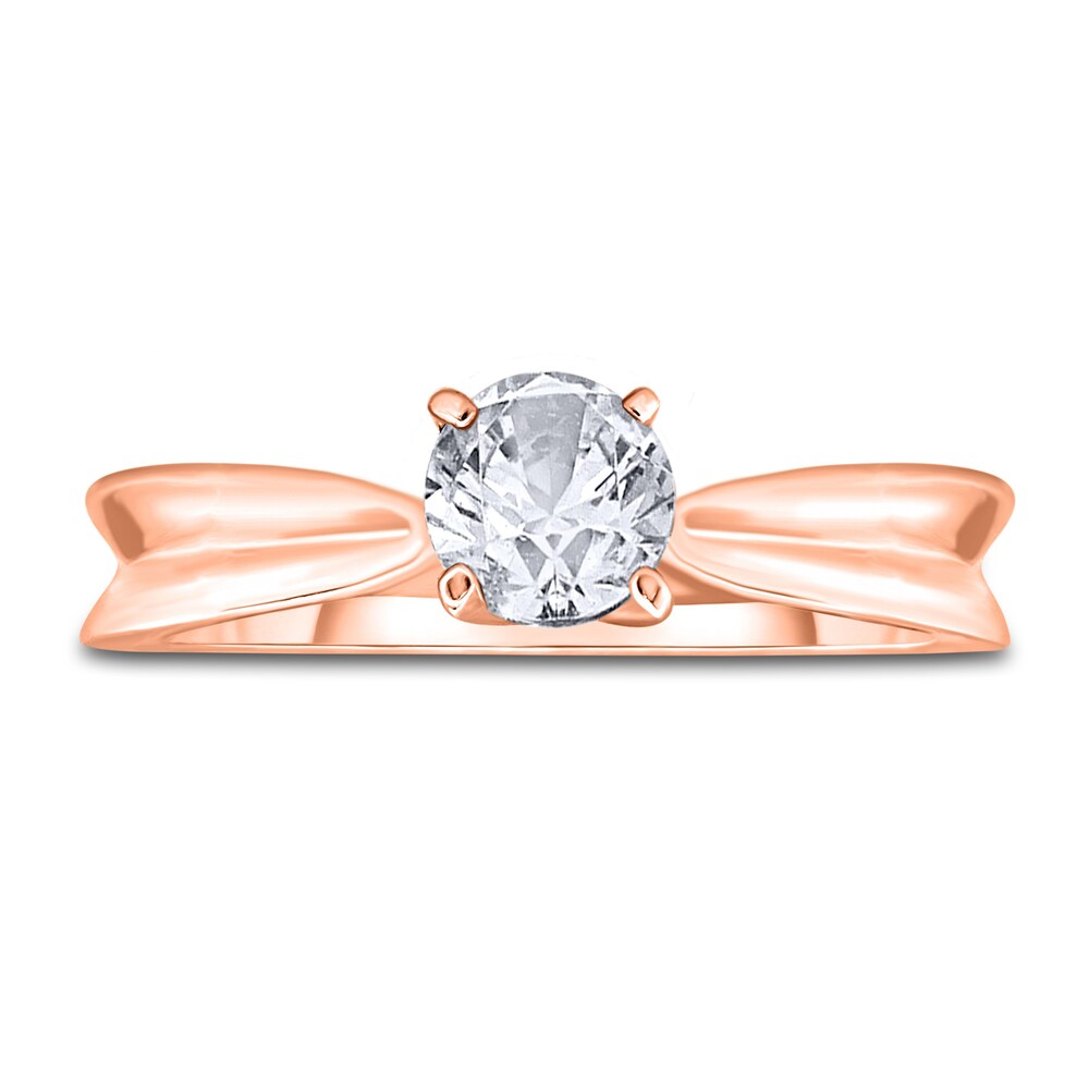 Diamond Solitaire Concave Engagement Ring 3/4 ct tw Round 14K Rose Gold (I2/I) OJ5FvG2X