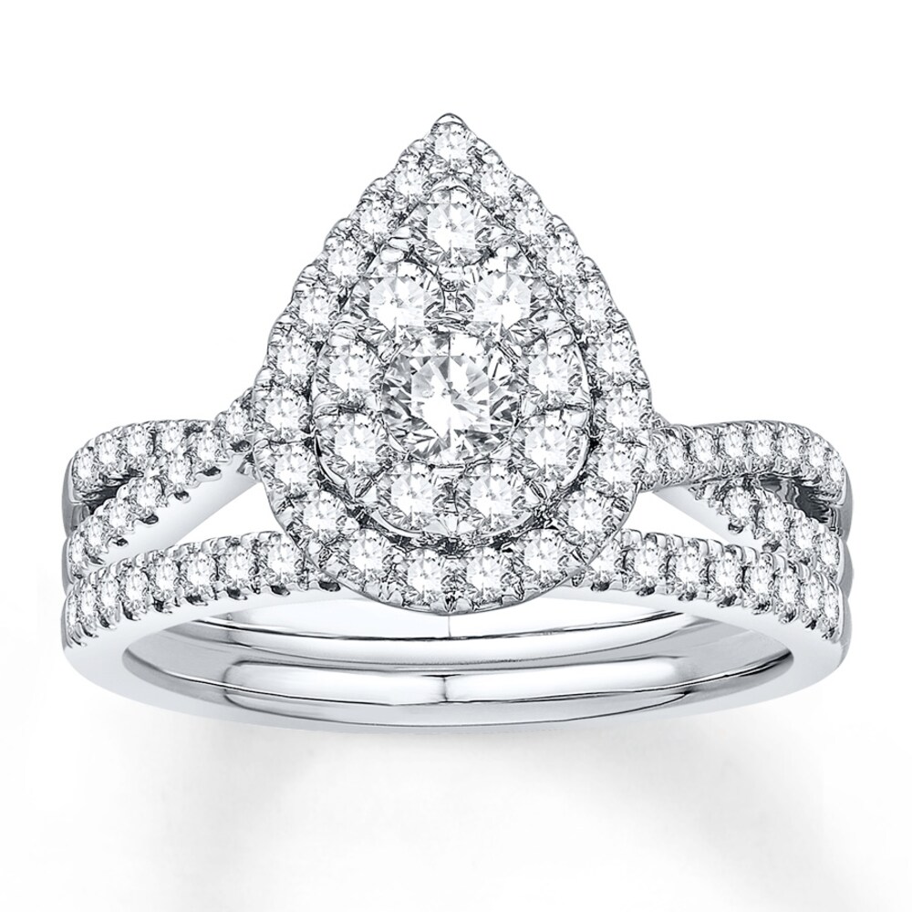 Diamond Bridal Set 1 carat tw Round-cut 14K White Gold OKNir5pr [OKNir5pr]