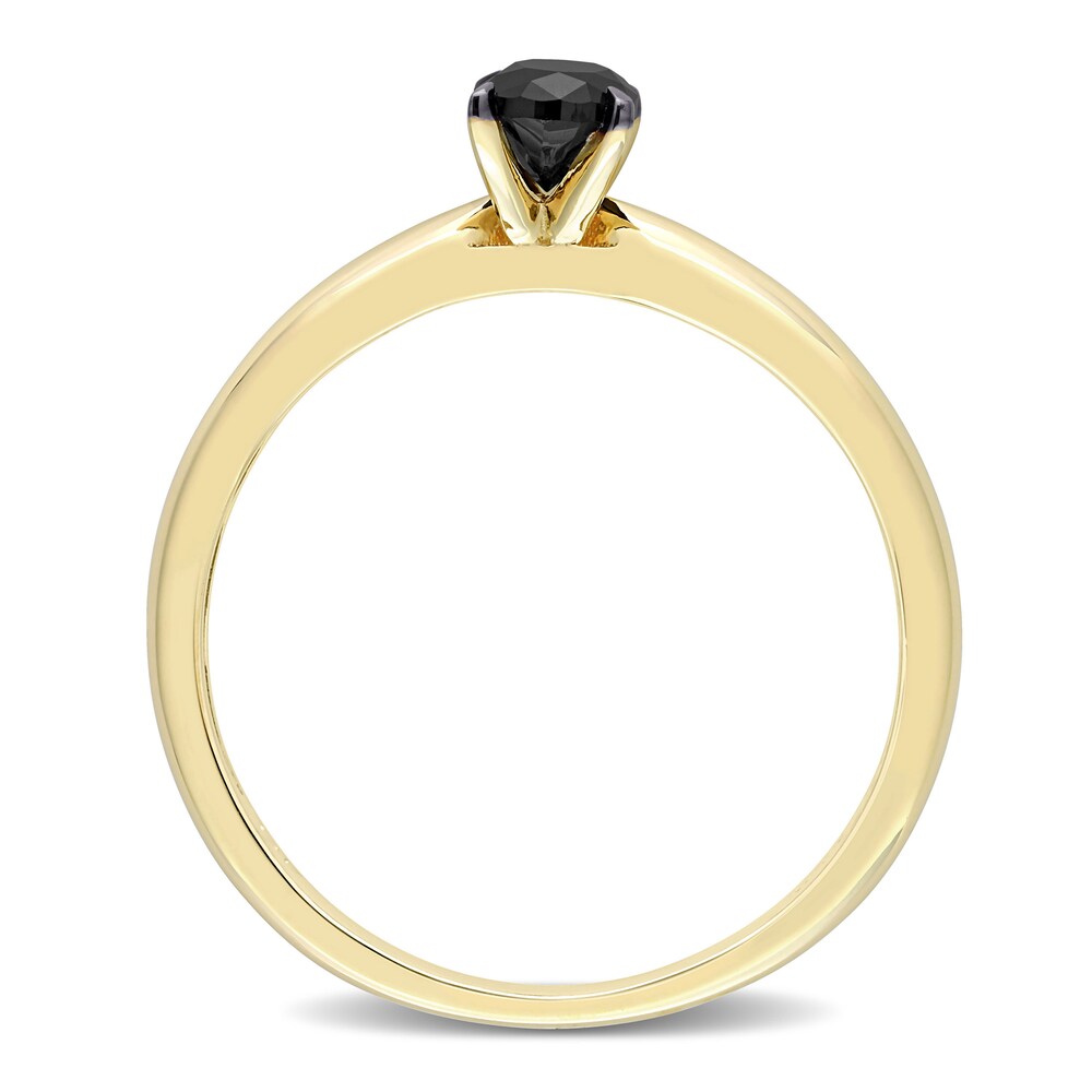 Black Diamond Solitaire Engagement Ring 1/2 ct tw Oval-cut 14K Yellow Gold Olhjv8pj