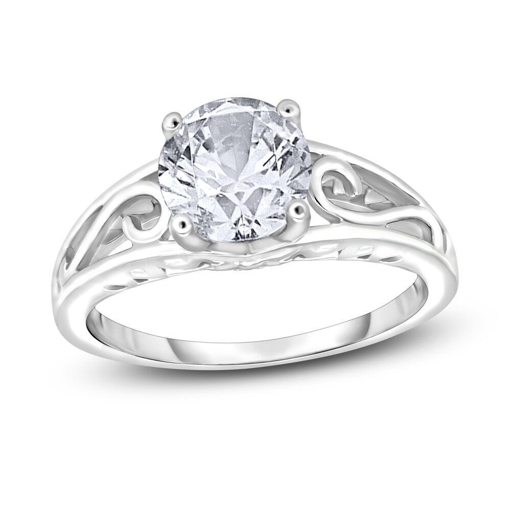 Diamond Solitaire Scroll Engagement Ring 1/2 ct tw Round 14K White Gold (I2/I) OpUr2Gq3 [OpUr2Gq3]