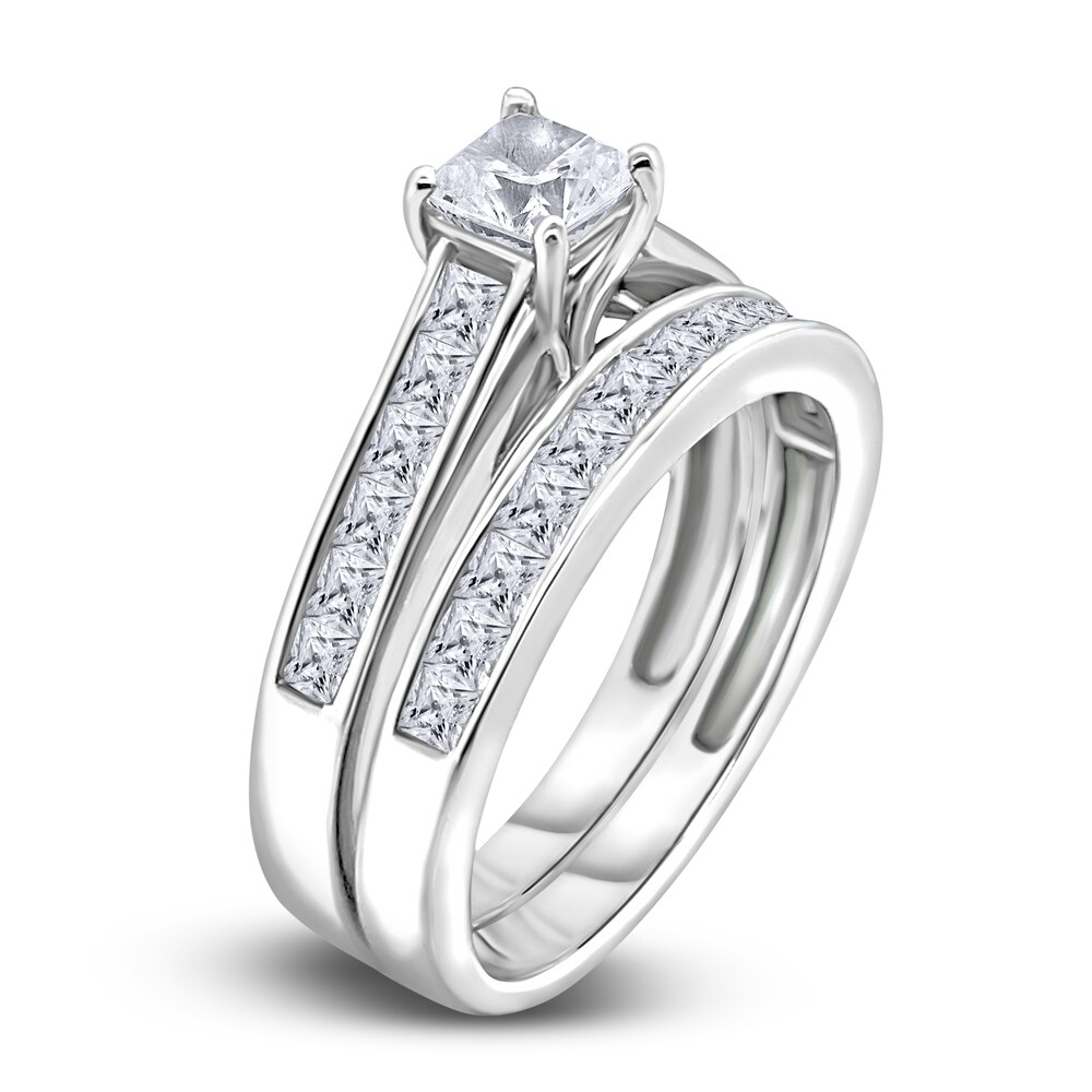 Diamond Bridal Set 1-1/2 ct tw Princess 14K White Gold OusNwayE