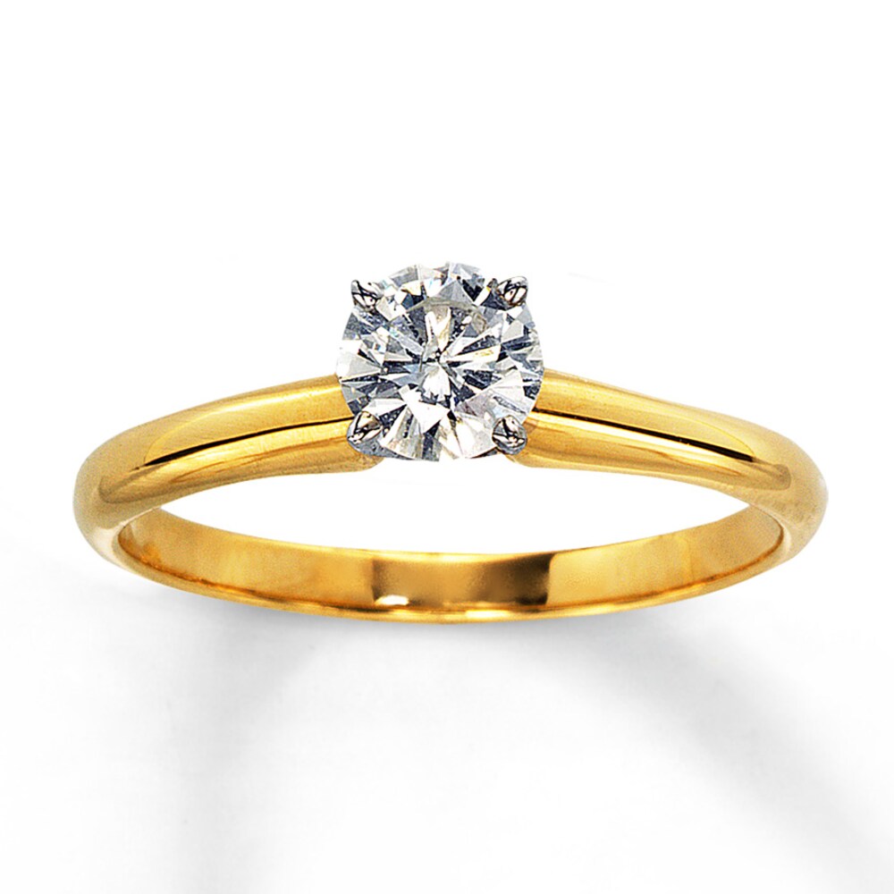 Diamond Solitaire Ring 1/2 carat Round-cut 14K Yellow Gold (I2/I) OyYGgv66