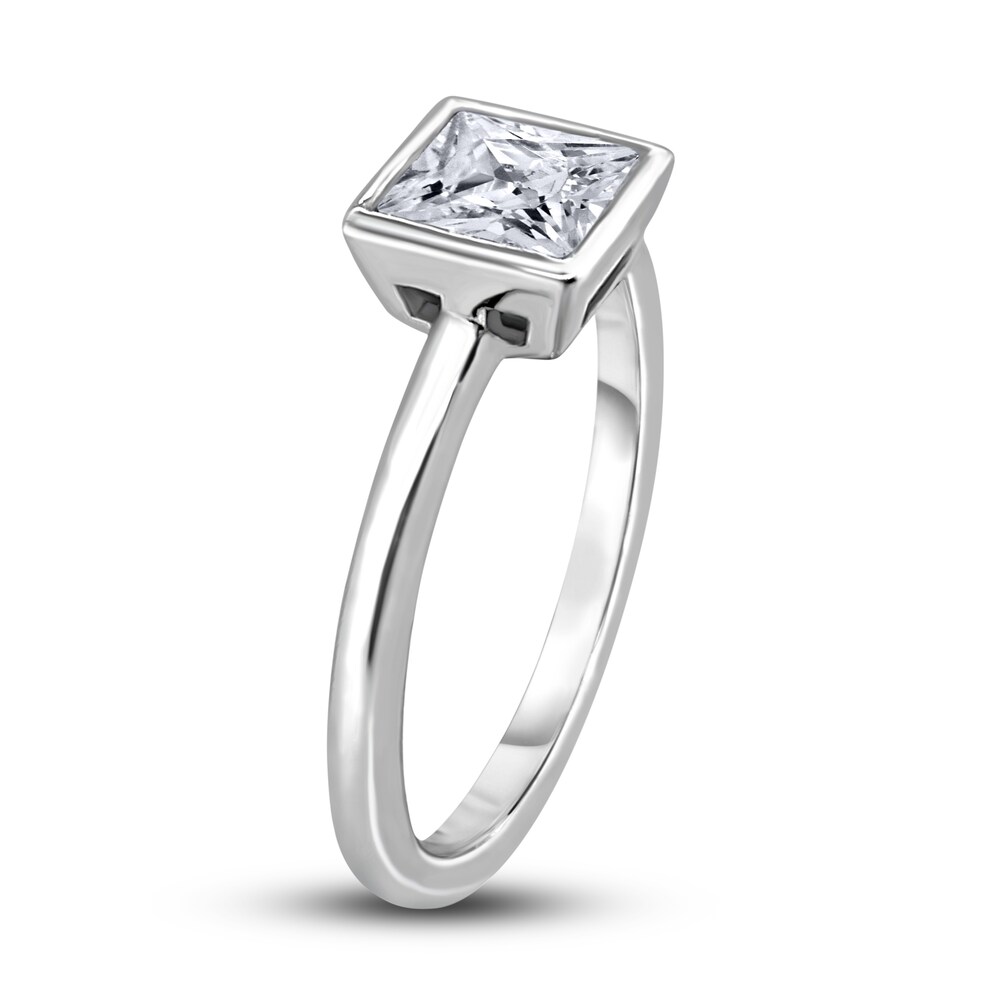 Diamond Solitaire Engagement Ring 1 ct tw Bezel-Set Princess 14K White Gold (I2/I) OzYkEc7h