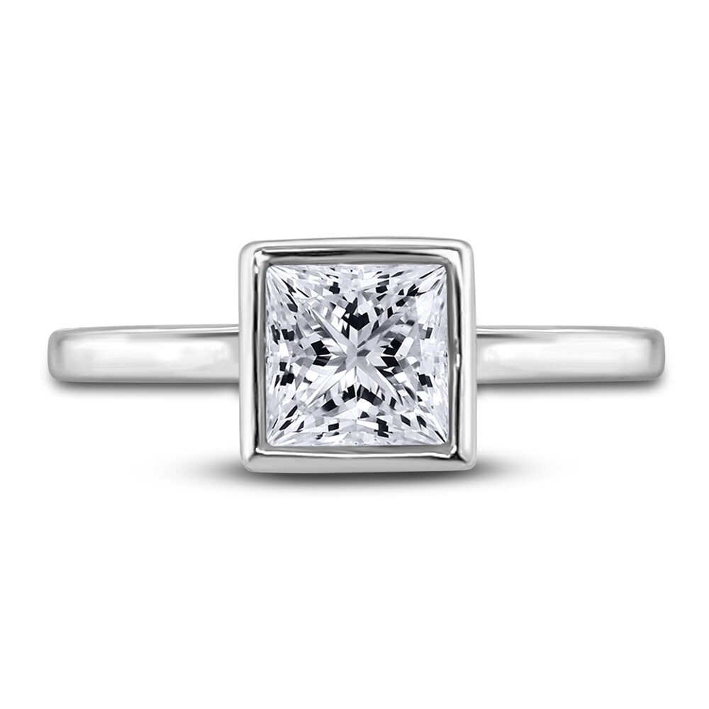 Diamond Solitaire Engagement Ring 1 ct tw Bezel-Set Princess 14K White Gold (I2/I) OzYkEc7h