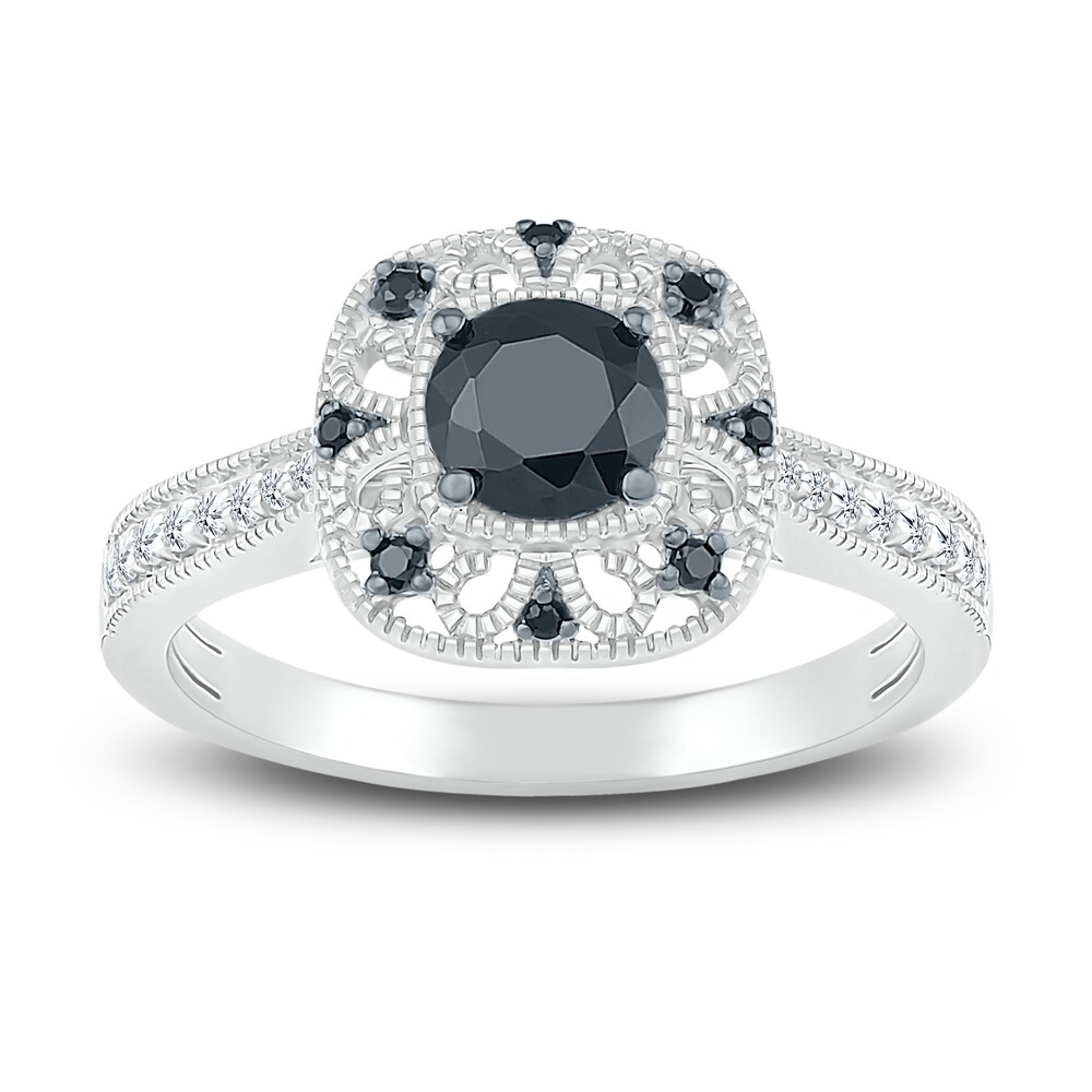 Black Diamond Bridal Set 3/4 ct tw Round 10K White Gold P5TCdXxi