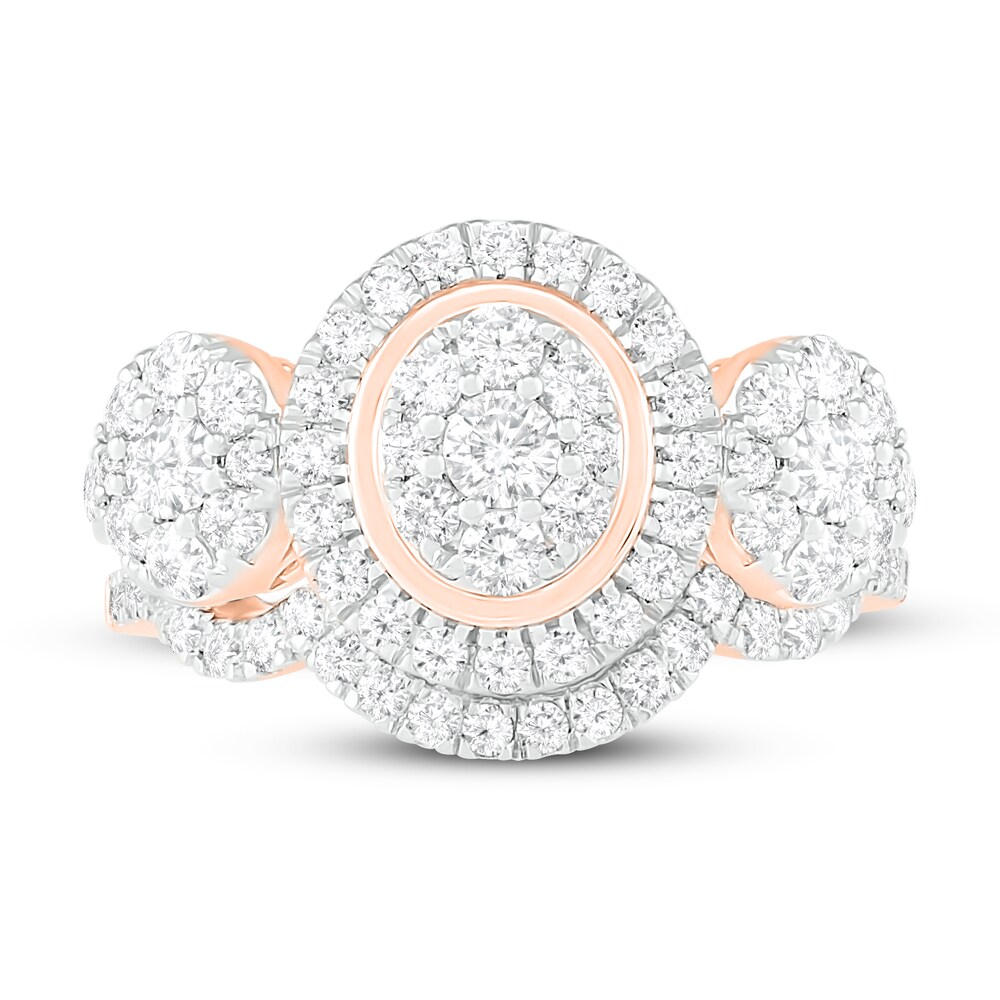 Diamond Bridal Set 1-1/2 ct tw Round 14K Rose Gold PHWmhFnf