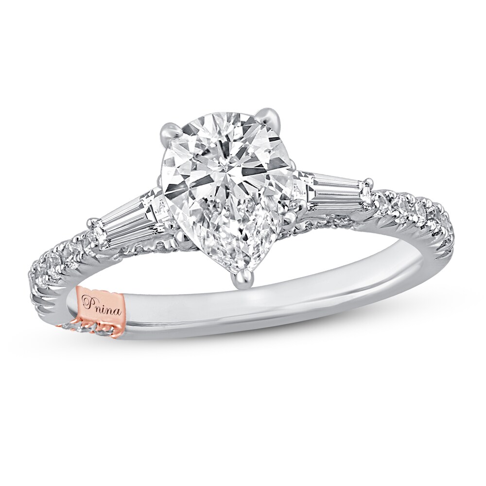 Pnina Tornai It\'s Raining Love Diamond Engagement Ring 1-3/8 ct tw Pear-shaped/Baguette/Round 14K White Gold PK2QEpt0