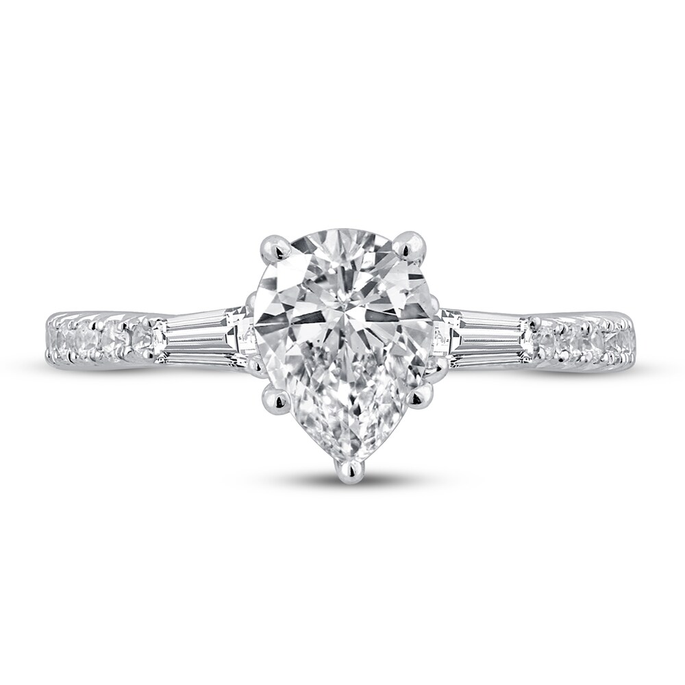 Pnina Tornai It\'s Raining Love Diamond Engagement Ring 1-3/8 ct tw Pear-shaped/Baguette/Round 14K White Gold PK2QEpt0