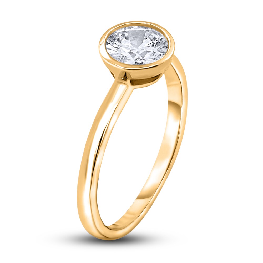 Diamond Solitaire Engagement Ring 1 ct tw Bezel-Set Round 14K Yellow Gold (I2/I) PQrfrA8F