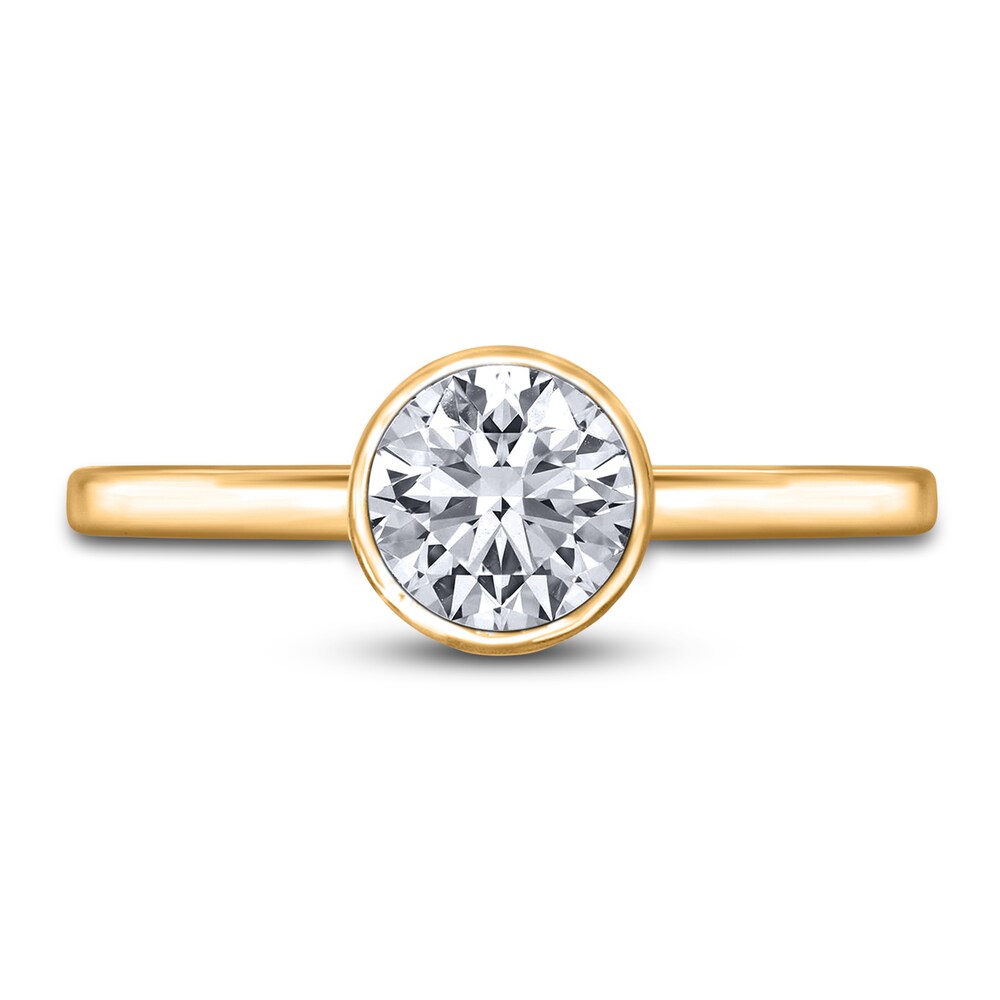 Diamond Solitaire Engagement Ring 1 ct tw Bezel-Set Round 14K Yellow Gold (I2/I) PQrfrA8F