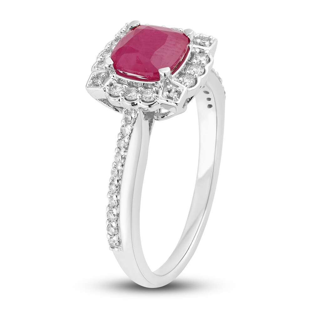 Natural Ruby Engagement Ring 1/4 ct tw Diamonds 14K White Gold PmJT4OuX