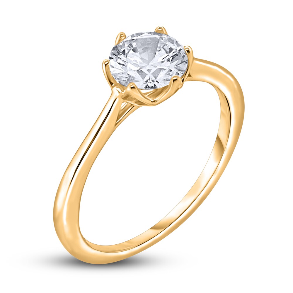 Diamond Cathedral Solitaire Engagement Ring 1 ct tw Round 14K Yellow Gold (I2/I) PoZphY3s