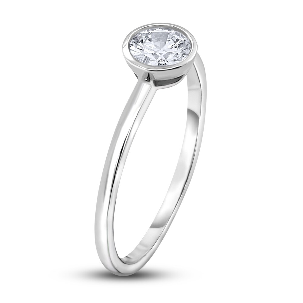 Diamond Solitaire Engagement Ring 1/2 ct tw Bezel-Set Round 14K White Gold (I2/I) PqSBGpn2