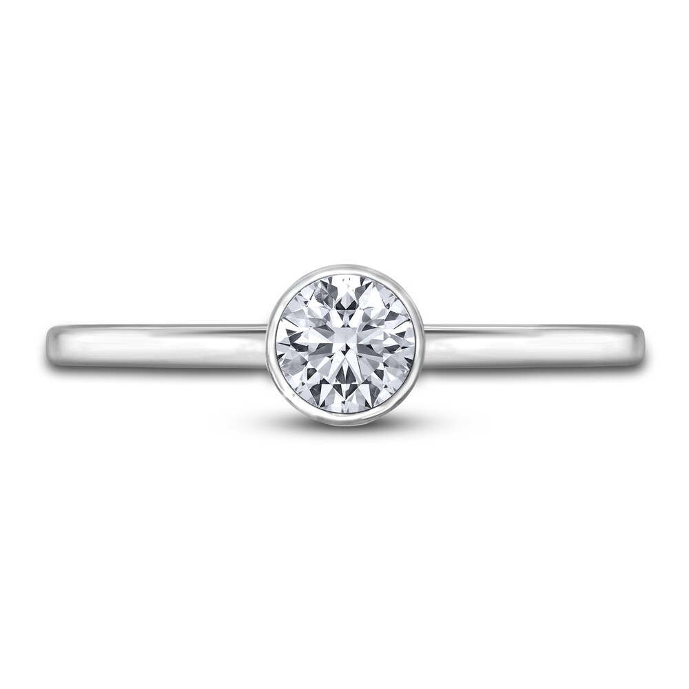 Diamond Solitaire Engagement Ring 1/2 ct tw Bezel-Set Round 14K White Gold (I2/I) PqSBGpn2