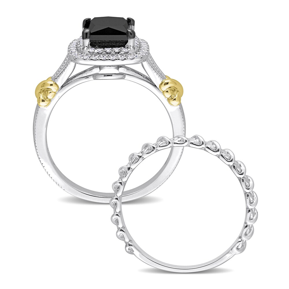 Black & White Diamond Bridal Set 2-1/4 ct tw Princess/Round 14K Two-Tone Gold PtiUUGpL