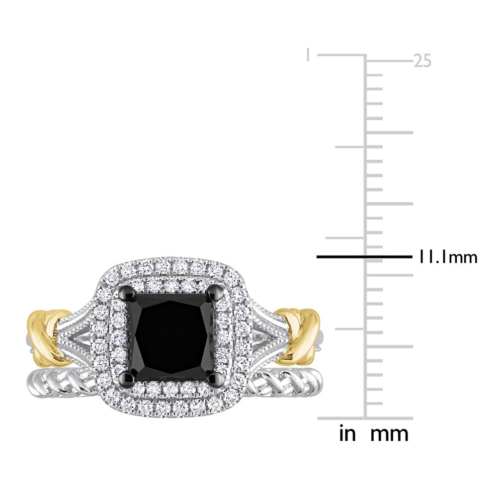 Black & White Diamond Bridal Set 2-1/4 ct tw Princess/Round 14K Two-Tone Gold PtiUUGpL